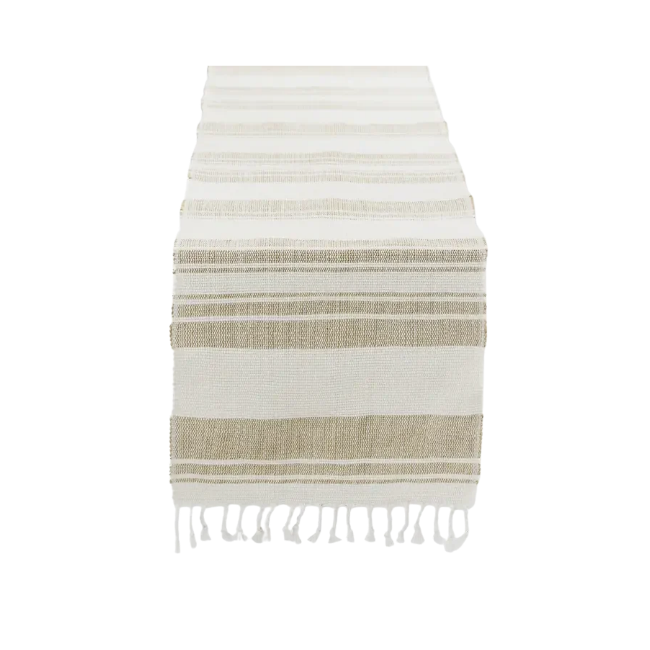 Coastal Sands Stripe Cotton Jute Table Runner