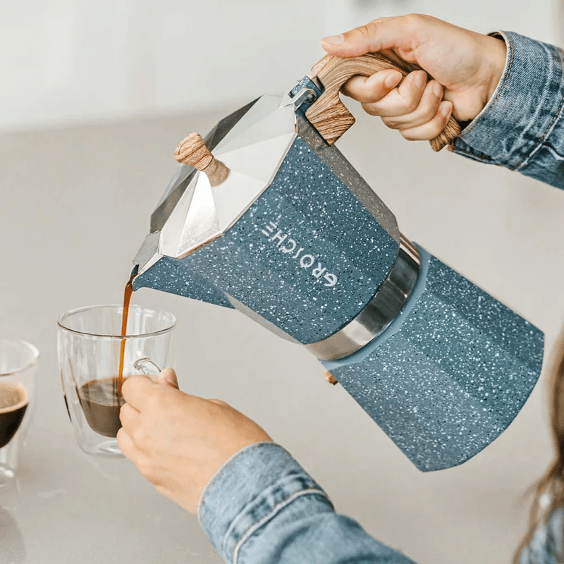 Grosche Milano Stone Stovetop Espresso Maker - Moka Pot - 6 Cup - Indigo Blue 627982004606 Coffee CDA Gourmet Espresso Espresso Maker 3