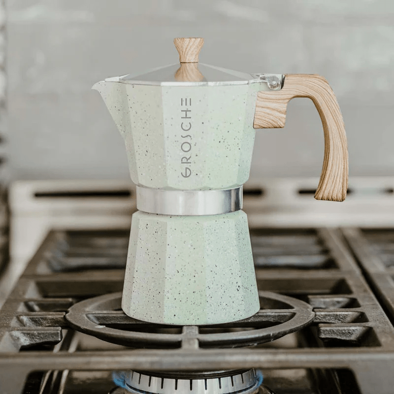Grosche Milano Stone Stovetop Espresso Maker - Moka Pot - 6 Cup - Mint Green 627982004682 Coffee CDA Gourmet Espresso Grosche 3