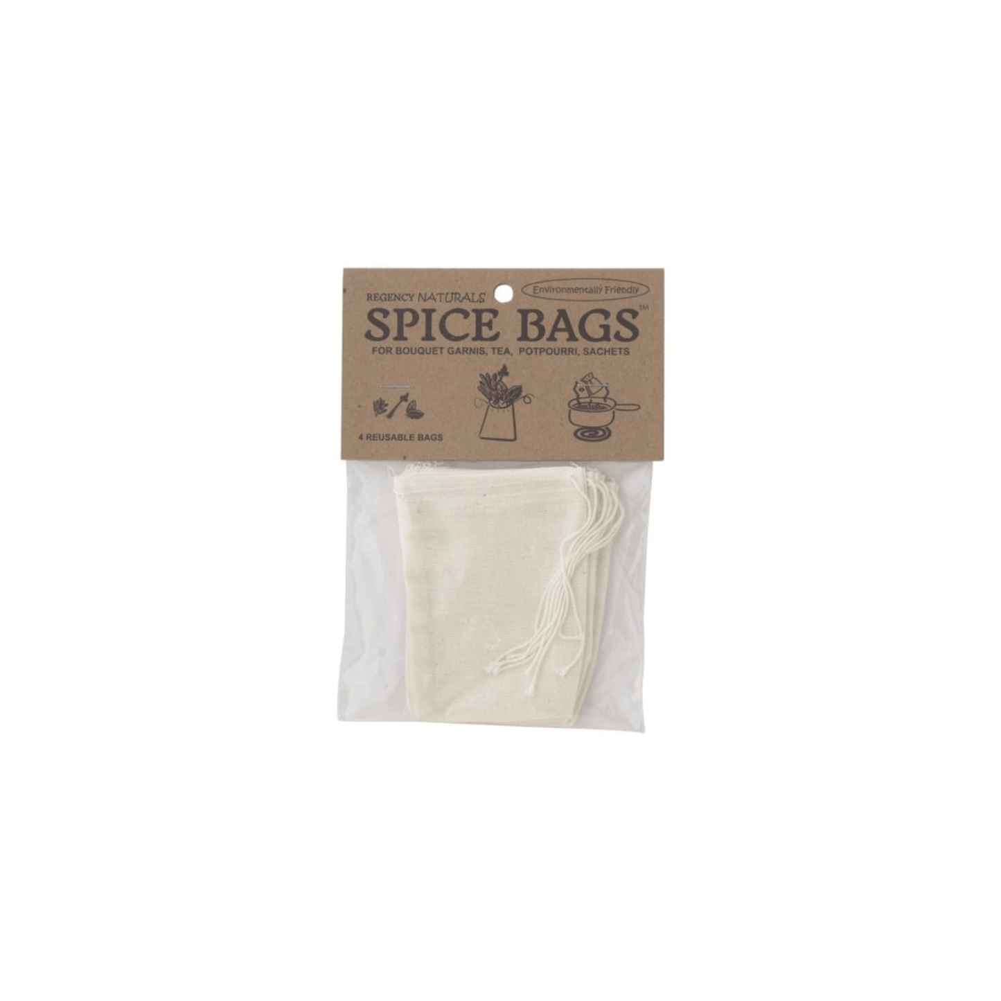 Harold Import Natural Cotton Spice Bags - Set of 4 080988120044 Kitchen Tools & Utensils CDA Gourmet bag Cotton 1