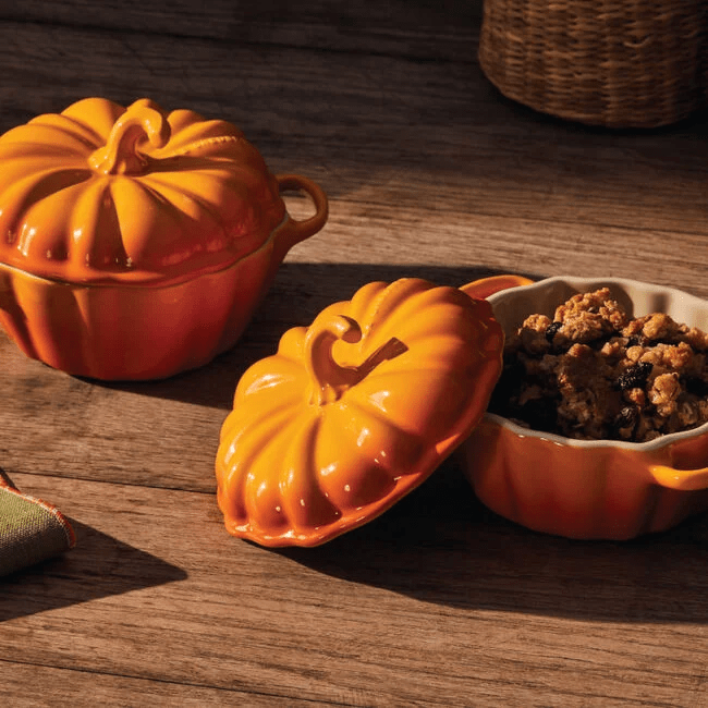 Le Creuset Pumpkin Mini Cocotte 12 oz - Persimmon 630870342056 Cookware CDA Gourmet Coccotte Le Creuset 2