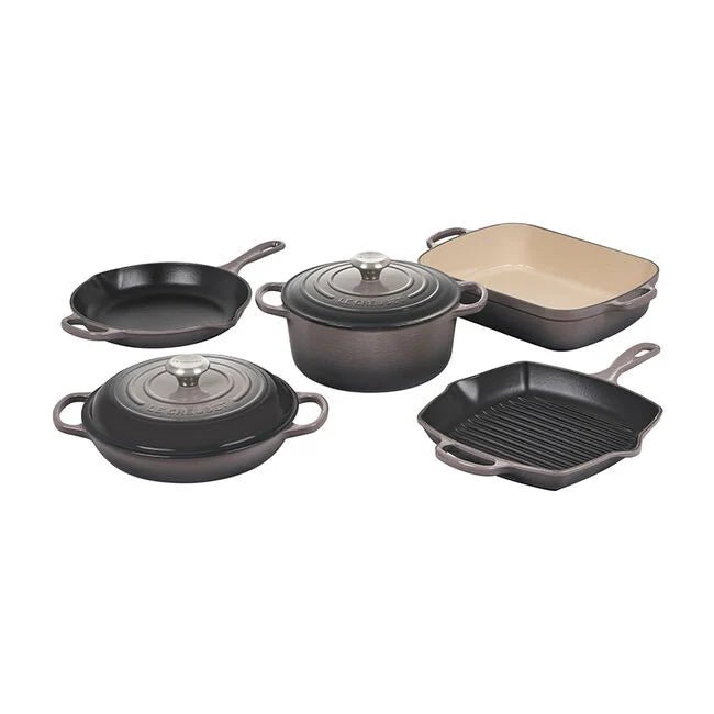 Le Creuset Signature Enameled Cast Iron Cookware Set - 7 Piece - Oyster 086324198036 Cookware CDA Gourmet Cookware Enameled Cast Iron 1