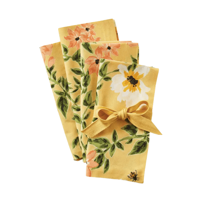 Tag Bee Floral Napkin - Set of 4 025466075416 Textiles CDA Gourmet Bee Floral 1