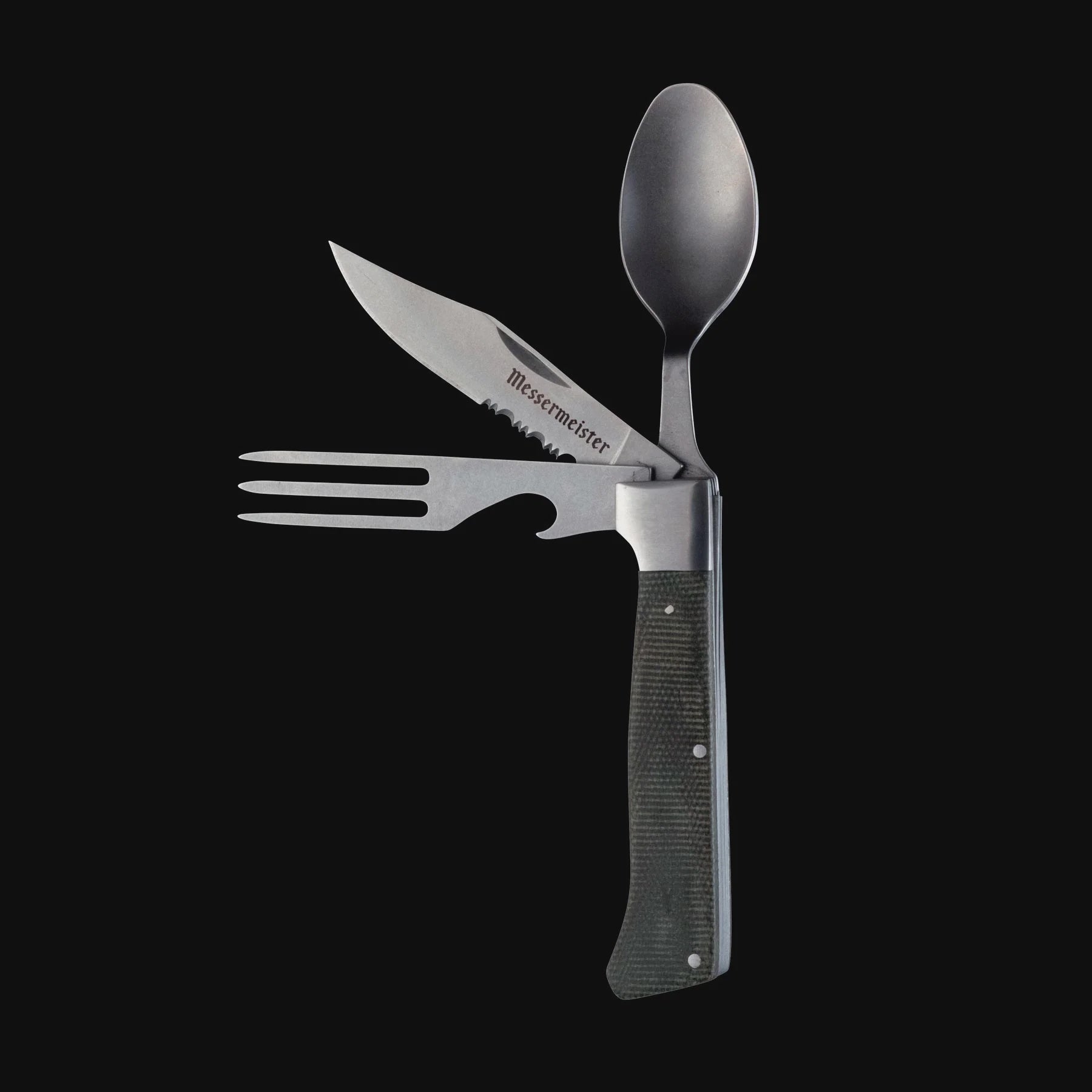 Messermeister Adventure Chef Folding Camp Utensil - Distressed Linen 098872225539 Cutlery CDA Gourmet adventure camping 1