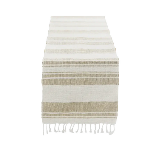 Coastal Sands Stripe Cotton Jute Table Runner