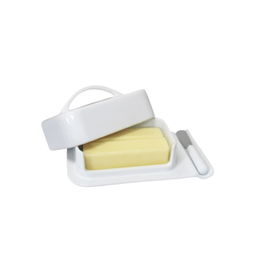 Porcelain Mess-Free Butter Dish with Spreader