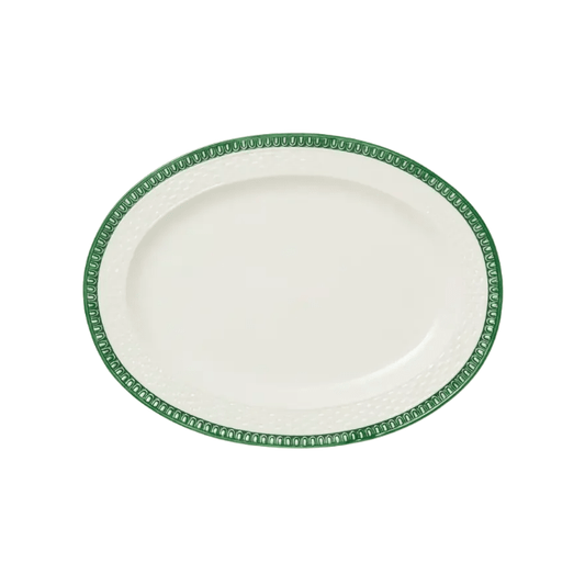 Certified International Le Jardin Embossed Rattan Oval Platter 730384380688 Ceramic Tableware CDA Gourmet Certified International Embossed 1
