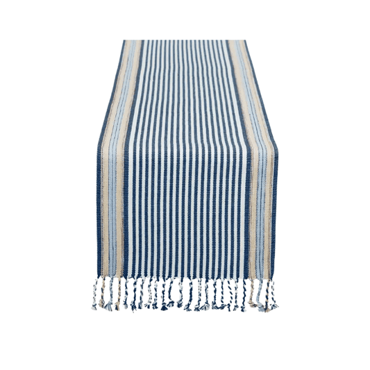 Design Imports Boat House Stripe Fringe Table Runner - 14x72 738215567345 Textiles CDA Gourmet boat design imports 1