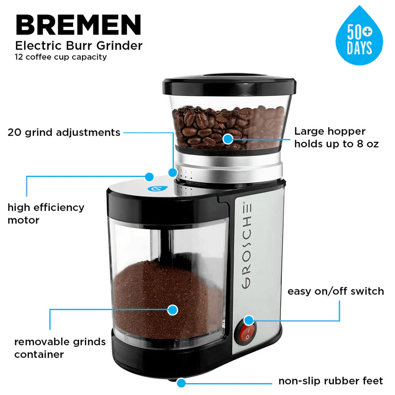 Grosche Bremen Burr Electric Burr Coffee Grinder 627982004583 Coffee CDA Gourmet Bremen Burr 2