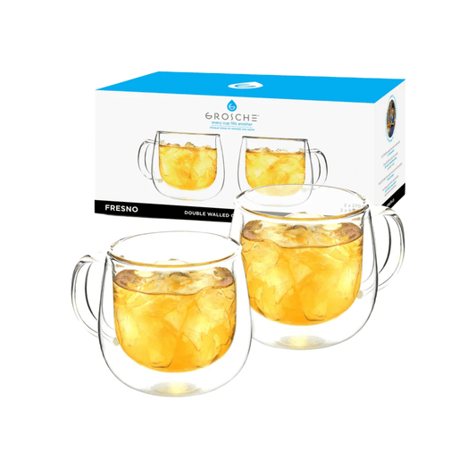 Grosche Fresno Mugs - Double Walled Glass - 9.2 oz - Set of 2 682858075135 Coffee CDA Gourmet double walled Fresno 1