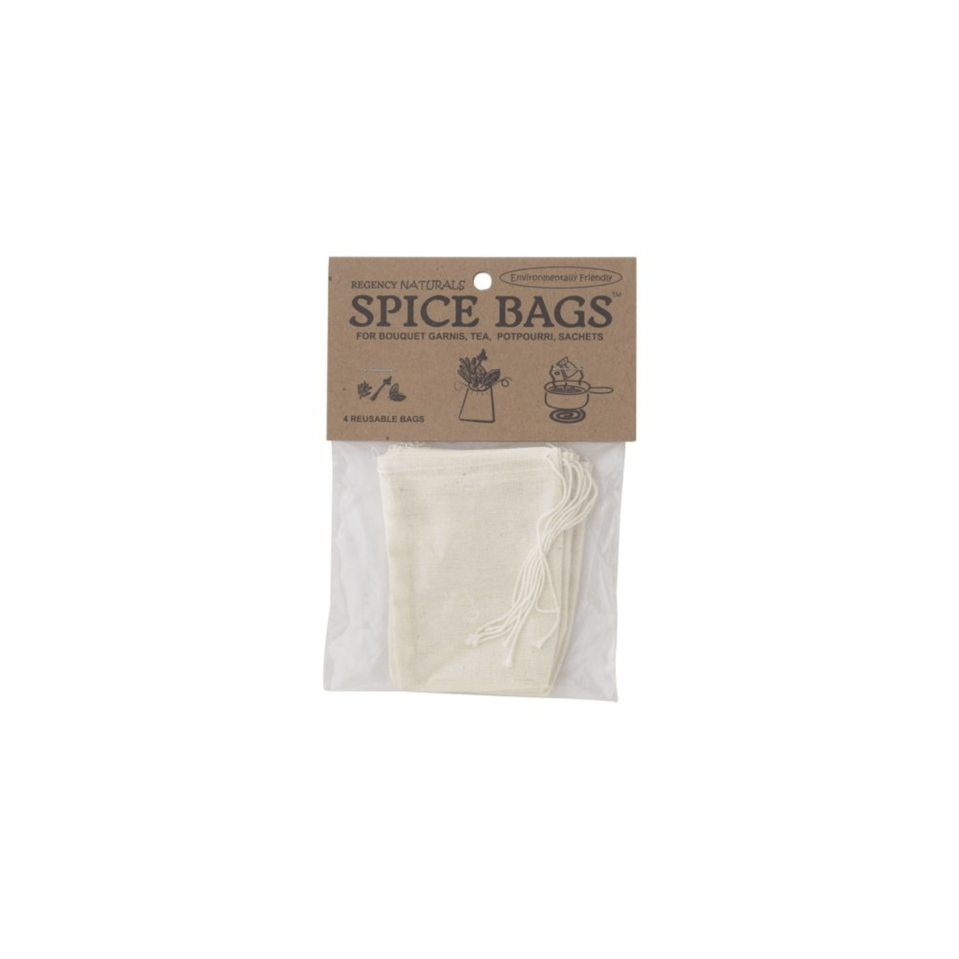 Harold Import Natural Cotton Spice Bags - Set of 4 080988120044 Kitchen Tools & Utensils CDA Gourmet bag Cotton 1
