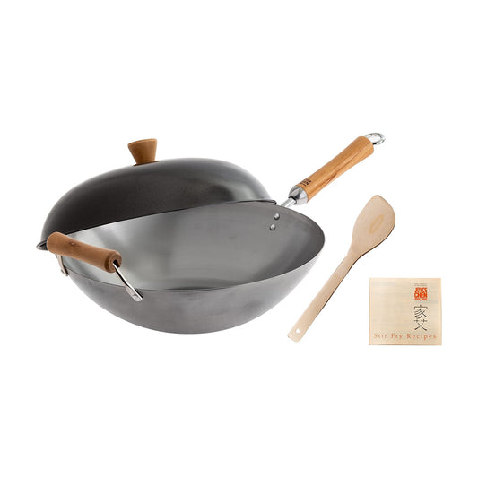 Joyce Chen Classic Series 14" Uncoated Carbon Steel Wok w/ Lid 048002219723 Cookware CDA Gourmet asian Carbon Steel 1