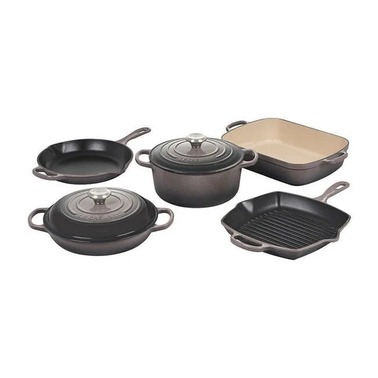 Le Creuset Signature Enameled Cast Iron Cookware Set - 7 Piece - Oyster 086324198036 Cookware CDA Gourmet Cookware Enameled Cast Iron 1