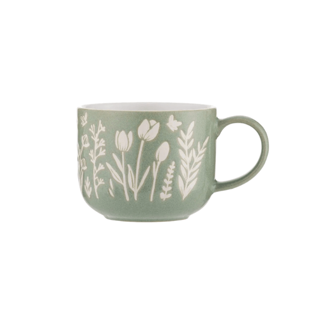 Mason Cash In The Meadow Tulip Green Mug 13 Oz 5010853282787 Mugs CDA Gourmet Green In the meadow 1