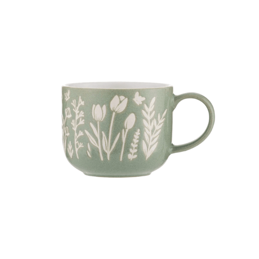 Mason Cash In The Meadow Tulip Green Mug 13 Oz 5010853282787 Mugs CDA Gourmet Green In the meadow 1