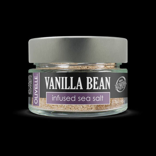 Olivelle Vanilla Bean Infused Sea Salt 859319002201 Olivelle CDA Gourmet Bean Infused 1