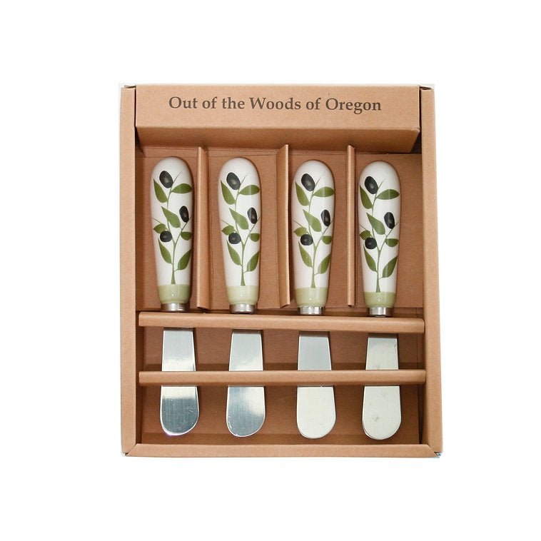 Out of the Woods of Oregon Olive Branch Ceramic Spreader Knives - Set of 4 794217553700 CDA Gourmet 1