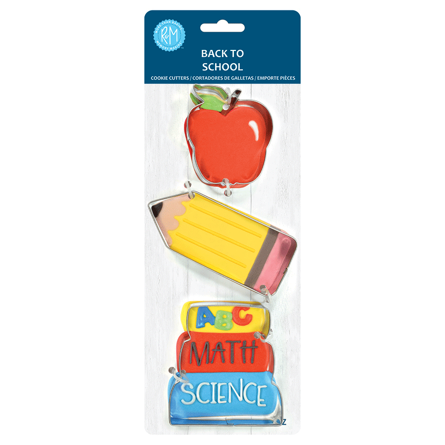 R & M Back to School 3 pc Cookie Cutter Set Carded 768545052228 Cookie Cutters CDA Gourmet Back to School Carded 1