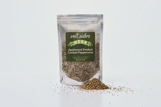 Salt Sisters Applewood Smoked Cracked Peppercorns (2.5oz) 819876010002 Spices CDA Gourmet Applewood Cracked Peppercorn 1