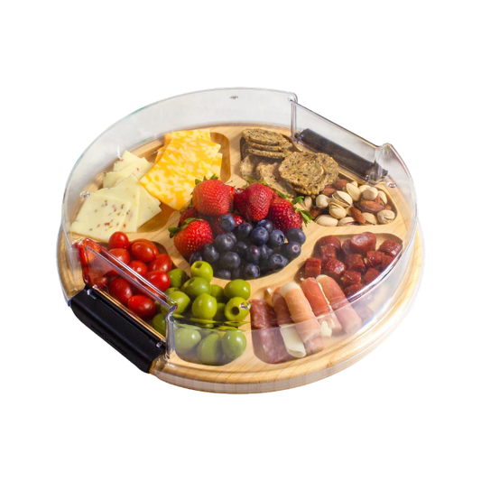 Totally Bamboo Flip Serve & Store Round Charcuterie Board with Lid 810118519925 Wood Cutting /Charcuterie Boards CDA Gourmet Board Charcuterie 1