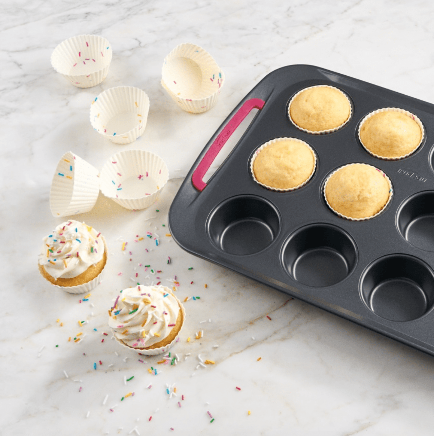 Trudeau Set of 12 Standard Silicone Muffin Cups Confetti 063562674690 Bakeware CDA Gourmet bakeware Confetti 4