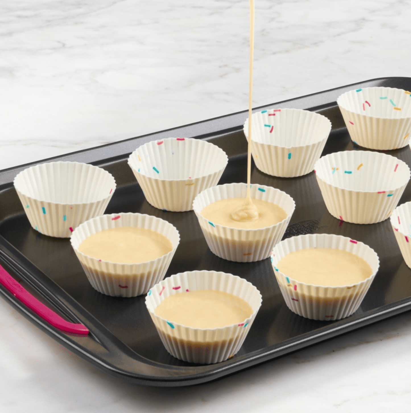 Trudeau Set of 12 Standard Silicone Muffin Cups Confetti 063562674690 Bakeware CDA Gourmet bakeware Confetti 3