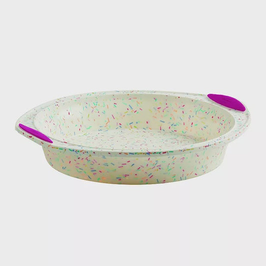 Trudeau Structure Silicone 9" Round Cake Pan Confetti Fuchsia 063562672191 Bakeware CDA Gourmet cake Confetti 1